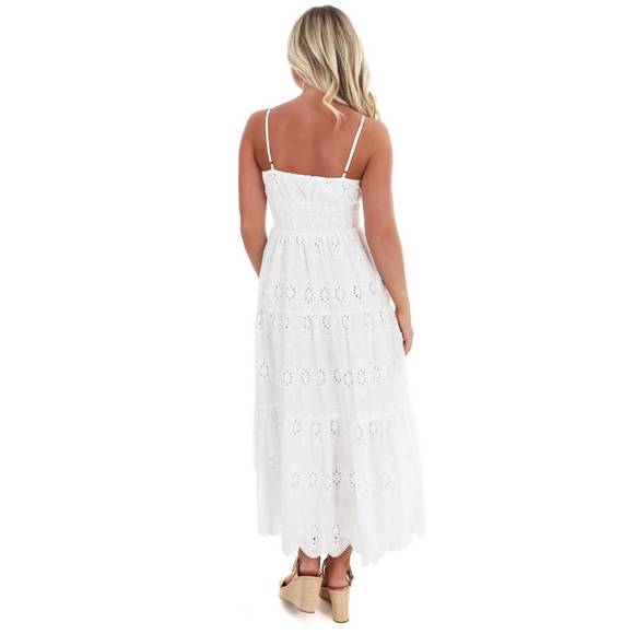 NEW FLYING TOMATO just let it be eyelet midi dress in off white - Picture 2 of 6